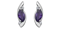10K White Gold Amethyst Earrings