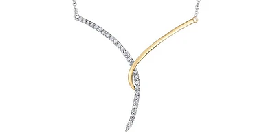 10K White & Yellow Gold 0.33cttw Diamond Pendant, 18"