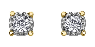 10K Yellow Gold 0.10cttw Illusion Set Diamond Stud Earrings