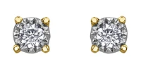 10K Yellow Gold 0.10cttw Illusion Set Diamond Stud Earrings