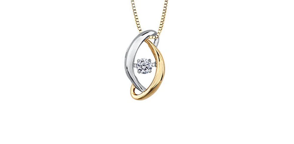 10K White and Yellow Gold 0.09cttw Diamond Pendant, 18"