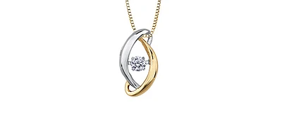 10K White and Yellow Gold 0.09cttw Diamond Pendant, 18"