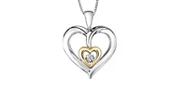 Silver & 10K Yellow Gold 0.02 cttw Diamond Heart Necklace