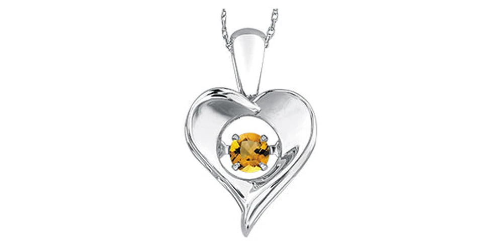 Sterling Silver 0.10cttw Citrine Pendant, 18"