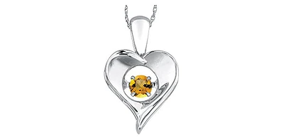 Sterling Silver 0.10cttw Citrine Pendant, 18"