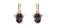 10K White & Rose Gold 1.20cttw Mystic Topaz and 0.02cttw Diamond Stud / Dangle / Drop Earring