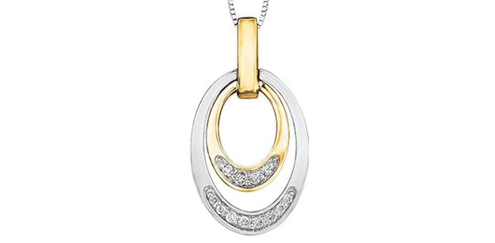 10K White & Yellow Gold 0.10cttw Canadian Diamond Pendant, 18"