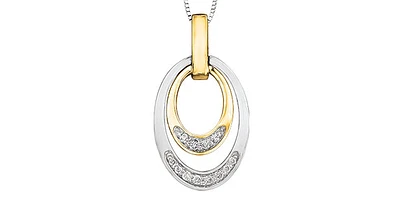 10K White & Yellow Gold 0.10cttw Canadian Diamond Pendant, 18"