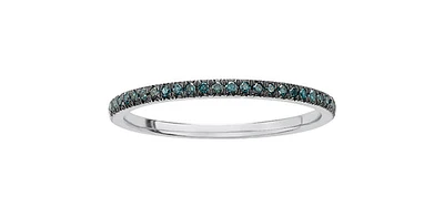 10K White Gold 0.10cttw Color Enhanced Blue Diamond Ring/Band, 6.5