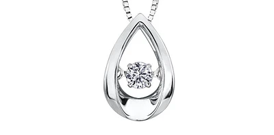 10K White Gold 0.05cttw Diamond Pulse Pendant, 18"