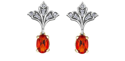 10K 2 Tone Fire Opal Earrings