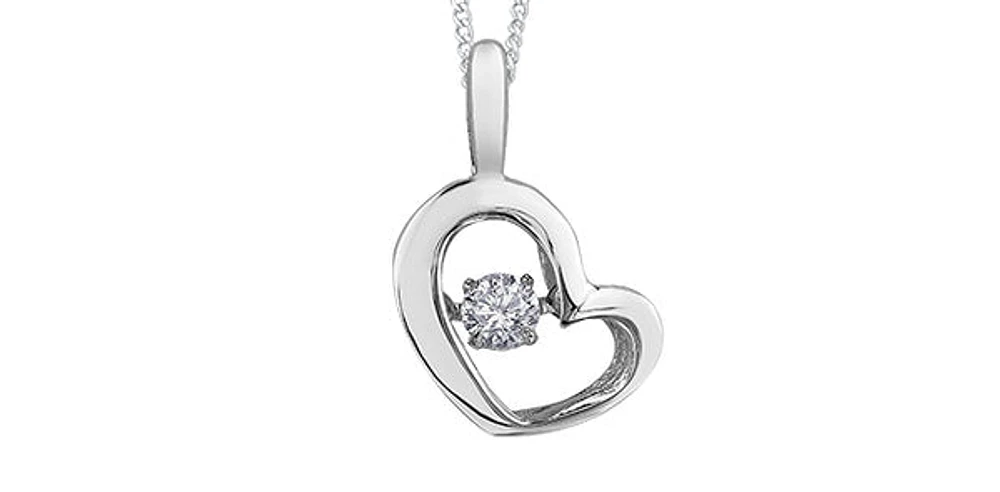 10K White Gold 0.05 Diamond Pulse Pendant, 18"