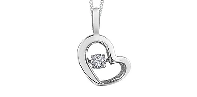 10K White Gold 0.05 Diamond Pulse Pendant, 18"