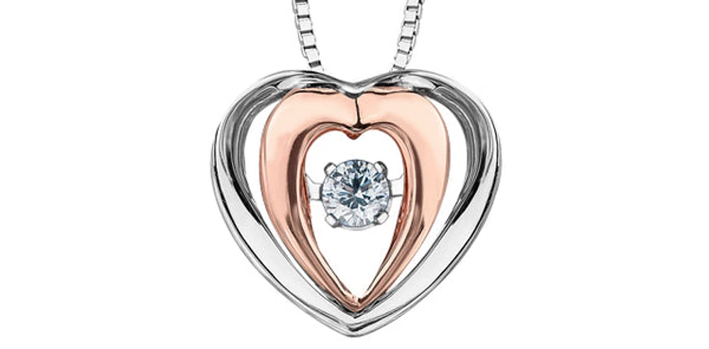 White & Rose Gold Diamond Pendant