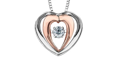 White & Rose Gold Diamond Pendant