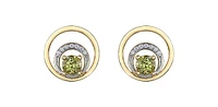 10K Yellow Gold 0.60cttw Peridot & 0.04cttw Diamond Stud Dangle Drop Earrings