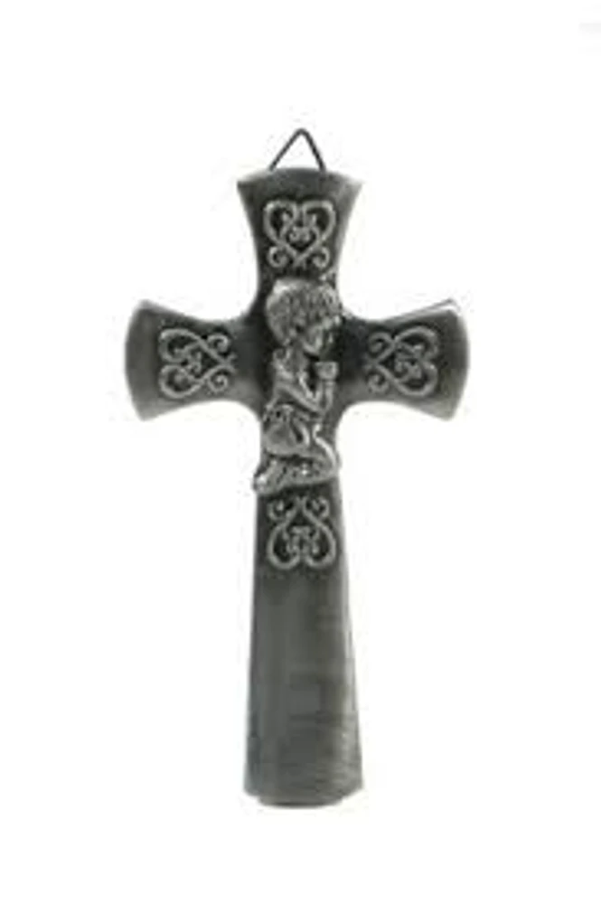 Praying Boy Pewter Cross