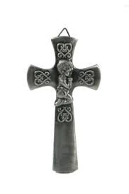 Praying Boy Pewter Cross