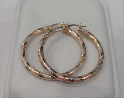 10K Tri-Tone Hoop Earrings