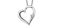 10K White Gold 0.01cttw Diamond Heart Necklace, 18"