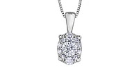10K White Gold 0.23 cttw Diamond Oval Shaped Necklace, 18"