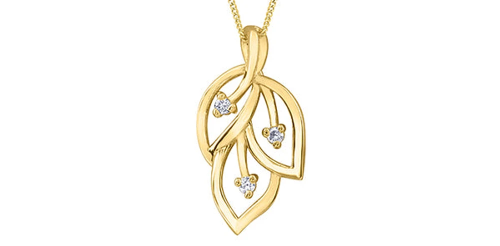 10K Yellow Gold 0.03cttw Diamond Necklace, 18"