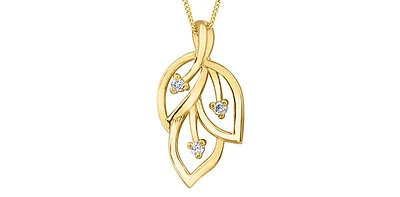 10K Yellow Gold 0.03cttw Diamond Necklace, 18"