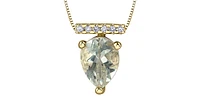 10K Yellow Gold 1.00cttw Green Amethyst (Prasiolite) and 0.042cttw Diamond Necklace, 18"