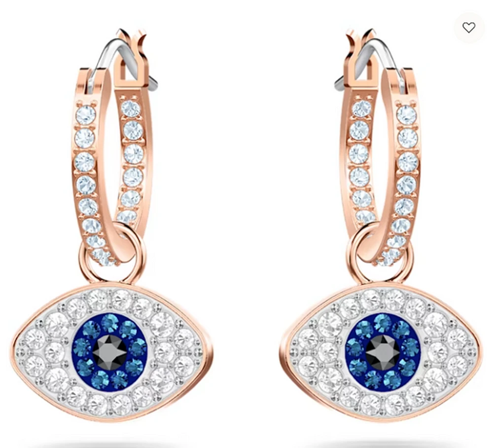 Swarovski Symbolic hoop earrings Evil Eye, Blue, Rose Gold-tone Plated - 5425857