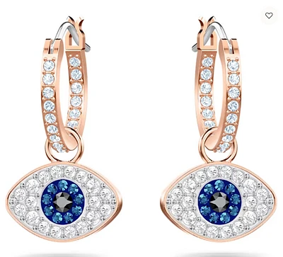 Swarovski Symbolic hoop earrings Evil Eye, Blue, Rose Gold-tone Plated - 5425857