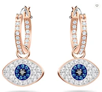 Swarovski Symbolic hoop earrings Evil Eye, Blue, Rose Gold-tone Plated - 5425857