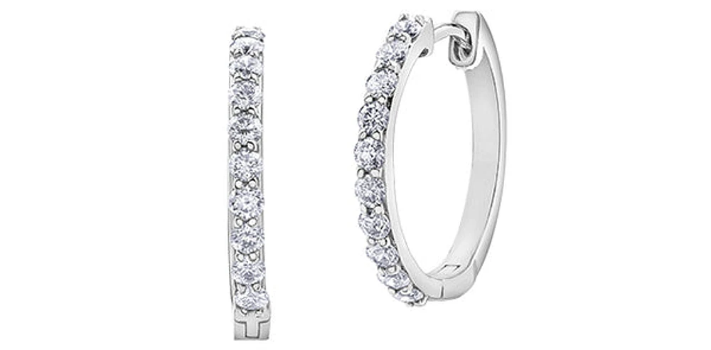 10K White Gold 0.50cttw Diamond Huggies - 17mm