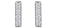 10K White Gold 0.14cttw Diamond Bar Earring