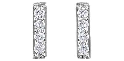 10K White Gold 0.072cttw Diamond Bar Earring - 6.5mm