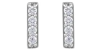 10K White Gold 0.072cttw Diamond Bar Earring - 6.5mm