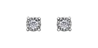 10K White Gold 0.50cttw Diamond Illusion Setting 4 Claw Stud Earrings - 6mm