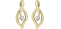 10K Yellow Gold 0.04cttw Diamond Leaf Earrings - 15mm x 6mm