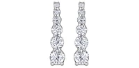 10K White Gold 1.00cttw Diamond Tappered 6 Stone Drop Earrings - 16mm x 4mm