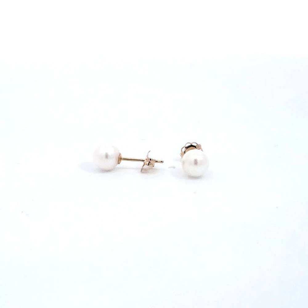 14K Yellow Gold 5.5-6.0mm Cultured Pearl Earrings with Butterfly Backs