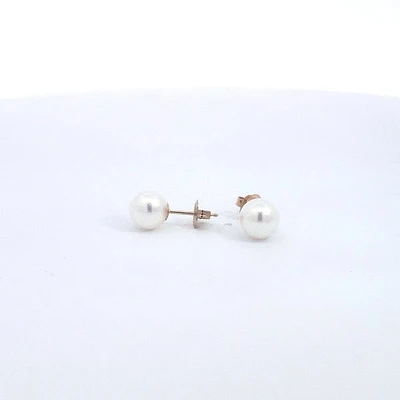 14K Gold 6.5-7.0mm Cultured Pearl Earrings with Butterfly Backs