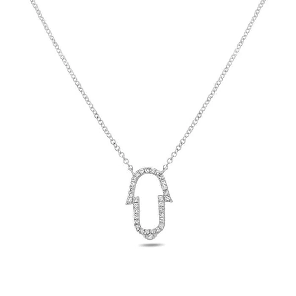 14K White Gold Diamond Necklace, 18"