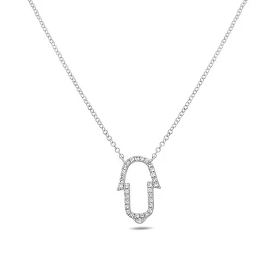 14K White Gold Diamond Necklace, 18"