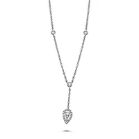 14K White Gold Diamond "Y" Shaped Necklace, 18"
