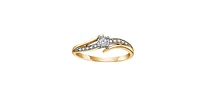 10K Yellow Gold 0.10cttw Illusion Setting Diamond Ring - /