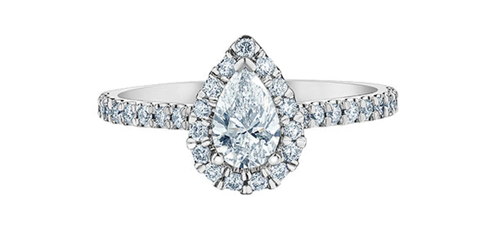 14K Gold 0.92cttw Lab Grown Diamond Pear Shape Engagement Ring - / 4