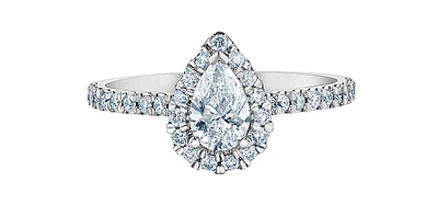 14K Gold 0.92cttw Lab Grown Diamond Pear Shape Engagement Ring - / 4