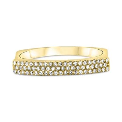 14K White, Yellow or Rose Gold 0.19cttw Diamond Three Row Indented Band - 14K White Gold