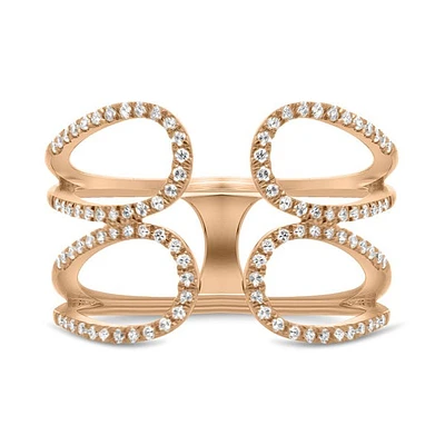 14K White, Yellow or Rose Gold 0.27cttw Diamond Loop Cuff Ring - 14K White Gold