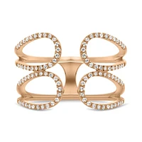 14K White, Yellow or Rose Gold 0.27cttw Diamond Loop Cuff Ring - 14K White Gold