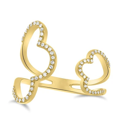14K White, Yellow or Rose Gold 0.16cttw Diamond Tapered Pave Cuff Ring - 14K White Gold / 5